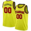 Custom Neon Yellow Red-Navy Authentic Basketball Jersey