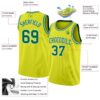Custom Neon Yellow Kelly Green-White Authentic Basketball Jersey