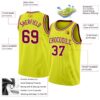 Custom Neon Yellow Maroon-White Authentic Basketball Jersey