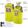 Custom Neon Yellow Purple-White Authentic Basketball Jersey