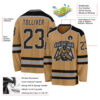 Custom Old Gold Black-Gray Hockey Jersey