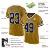 Custom Old Gold Navy-White Mesh Authentic Throwback Football Jersey