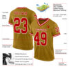 Custom Old Gold Red-White Mesh Authentic Throwback Football Jersey