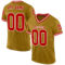 OldGold0109 Custom Old Gold Red-White Mesh Authentic Throwback Football Jersey