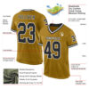 Custom Old Gold Black-White Mesh Authentic Throwback Football Jersey