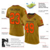 Custom Old Gold Orange-Black Mesh Authentic Throwback Football Jersey