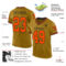 OldGold0112-1 Custom Old Gold Orange-Black Mesh Authentic Throwback Football Jersey