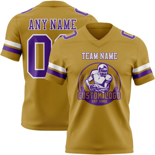 Custom Old Gold Purple-White Authentic Football Jersey