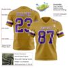 Custom Old Gold Purple-White Authentic Football Jersey