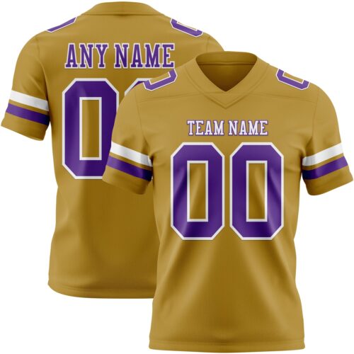 OldGold0168 Custom Old Gold Purple-White Authentic Football Jersey
