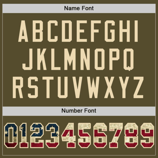 Olive0076-3_ead03a34-3a20-4de4-8b83-e8613b4c4461 Custom Olive Vintage USA Flag-Cream Mesh Authentic Salute To Service Football Jersey