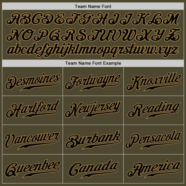 Custom Olive Black-Old Gold Authentic Salute To Service Baseball Jersey