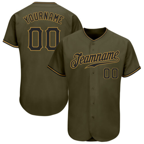 Olive0117 Custom Olive Black-Old Gold Authentic Salute To Service Baseball Jersey