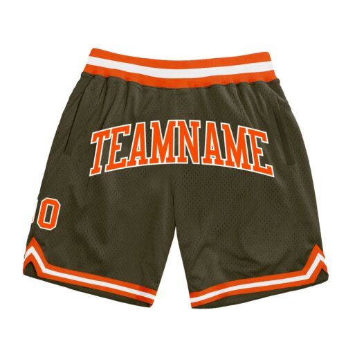 Olive0147 Custom Olive Orange-White Authentic Throwback Salute To Service Basketball Shorts
