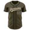 Custom Olive City Cream Pinstripe Black Authentic Salute To Service Baseball Jersey