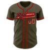 Custom Olive Vintage USA Flag-Red Authentic Salute To Service Baseball Jersey
