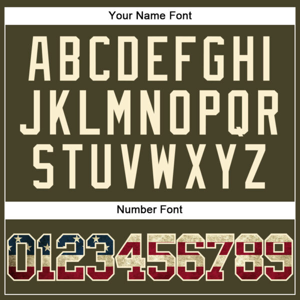 Custom Olive Vintage USA Flag Cream-Crimson Authentic Salute To Service Baseball Jersey