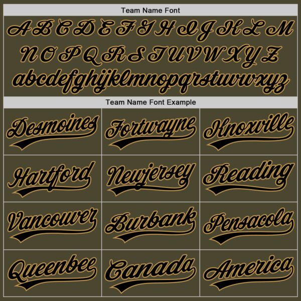 Custom Olive Black-Old Gold Authentic Throwback Salute To Service Baseball Jersey