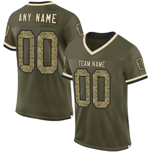 Olive0315 Custom Olive Camo Black-Cream Mesh Authentic Throwback Salute To Service Football Jersey