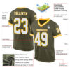 Custom Olive White-Gold Mesh Authentic Throwback Salute To Service Football Jersey