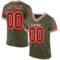 Olive0320 Custom Olive Red-White Mesh Authentic Throwback Salute To Service Football Jersey