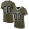 Olive0321 Custom Olive Black-White Mesh Authentic Throwback Salute To Service Football Jersey