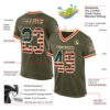 Olive0322-1 Custom Olive Vintage USA Flag Cream-Red Mesh Authentic Throwback Salute To Service Football Jersey