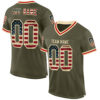 Olive0322 Custom Olive Vintage USA Flag Cream-Red Mesh Authentic Throwback Salute To Service Football Jersey