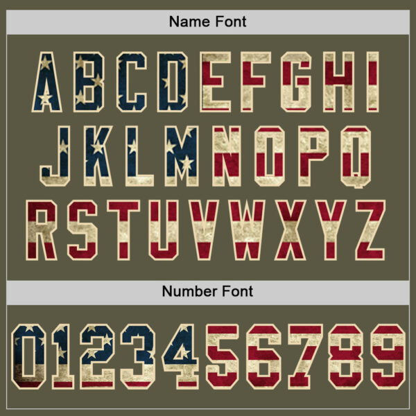 Olive0322-3 Custom Olive Vintage USA Flag Cream-Red Mesh Authentic Throwback Salute To Service Football Jersey