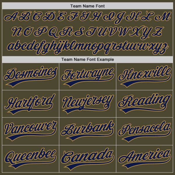 Custom Olive Navy-Old Gold Authentic Throwback Salute To Service Baseball Jersey