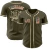 Custom Olive Vintage USA Flag-Cream Authentic Salute To Service Baseball Jersey
