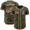 Custom Olive Vintage USA Flag-Cream Authentic Salute To Service Baseball Jersey