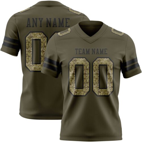 Olive0385 Custom Olive Camo-Black Authentic Salute To Service Football Jersey