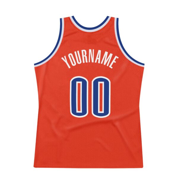 Custom Orange Royal-White Authentic Throwback Basketball Jersey