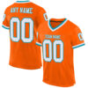 Custom Orange White-Teal Mesh Authentic Throwback Football Jersey
