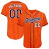 Custom Orange White Pinstripe Navy-White Authentic Baseball Jersey