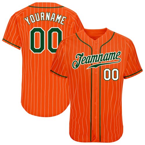 Orange0207 Custom Orange White Pinstripe Green-White Authentic Baseball Jersey