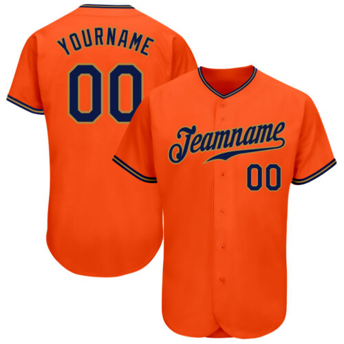 Orange0235 Custom Orange Navy-Old Gold Authentic Baseball Jersey