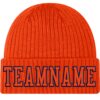 Custom Orange Orange-Navy Stitched Cuffed Knit Hat