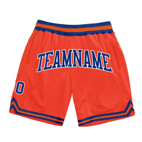 Orange0277 Custom Orange Royal-White Authentic Throwback Basketball Shorts