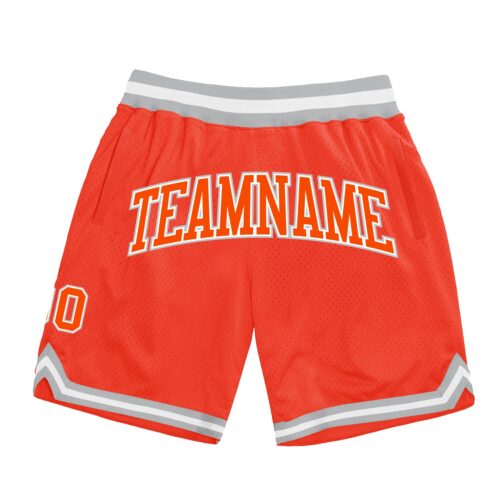 Orange0279 Custom Orange Orange-Gray Authentic Throwback Basketball Shorts