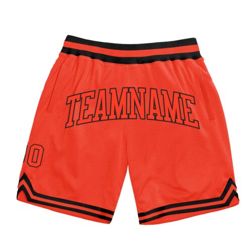 Orange0280 Custom Orange Orange-Black Authentic Throwback Basketball Shorts