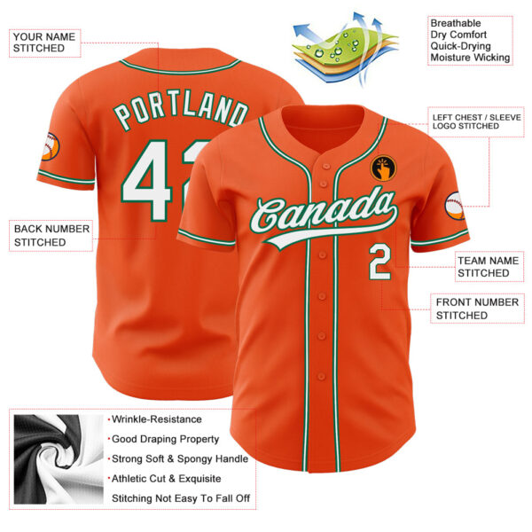 Custom Orange White-Kelly Green Authentic Baseball Jersey