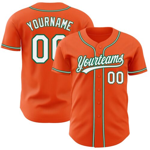 Orange0298 Custom Orange White-Kelly Green Authentic Baseball Jersey