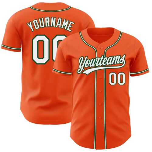 Orange0299 Custom Orange White-Green Authentic Baseball Jersey