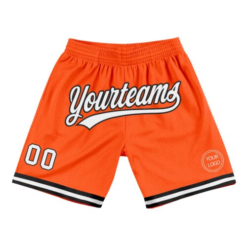 Orange0327 Custom Orange White-Black Authentic Throwback Basketball Shorts