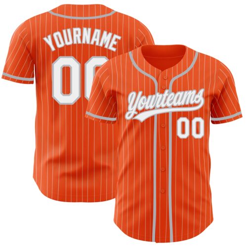 Orange0337 Custom Orange White Pinstripe Gray Authentic Baseball Jersey