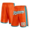 Custom Orange White-Teal Authentic Basketball Shorts