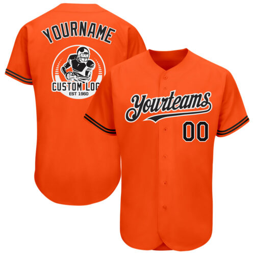 Orange0354 Custom Orange Black-White Authentic Baseball Jersey