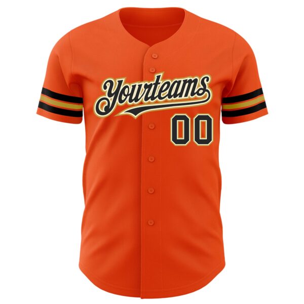 Custom Orange Black Cream-Old Gold Authentic Baseball Jersey